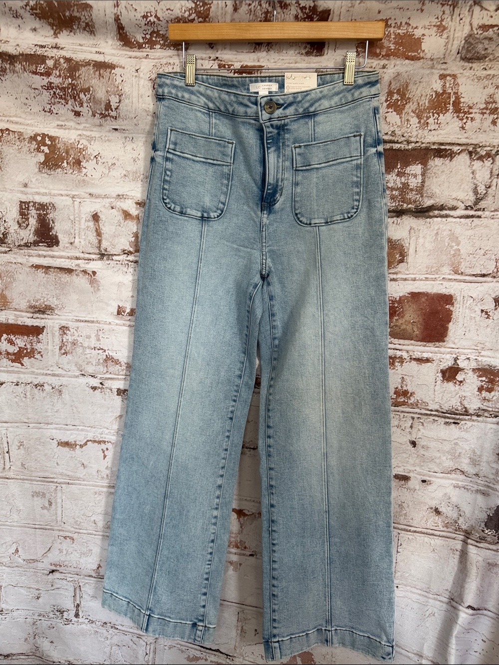 LC Lauren Conrad Light Blue Wide-Leg Jeans with Front Patch Pockets